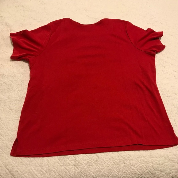 QF square neck red top embellished with white grommets & rhinestones (XL) - Picture 4 of 12